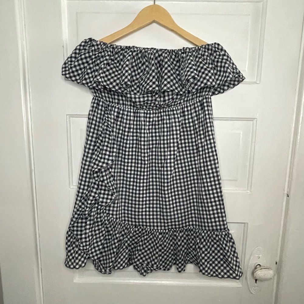 J. Crew Factory Gingham Ruffle Dress